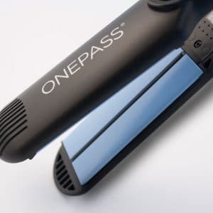 A close up of the top part of a hair straightener